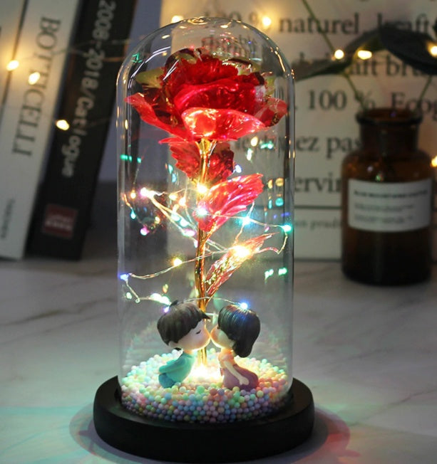 gadgets Led Light Glass Cover Rose Flower Micro Landscape