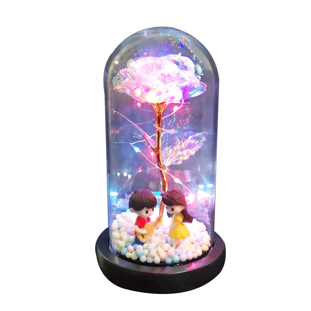 gadgets Led Light Glass Cover Rose Flower Micro Landscape