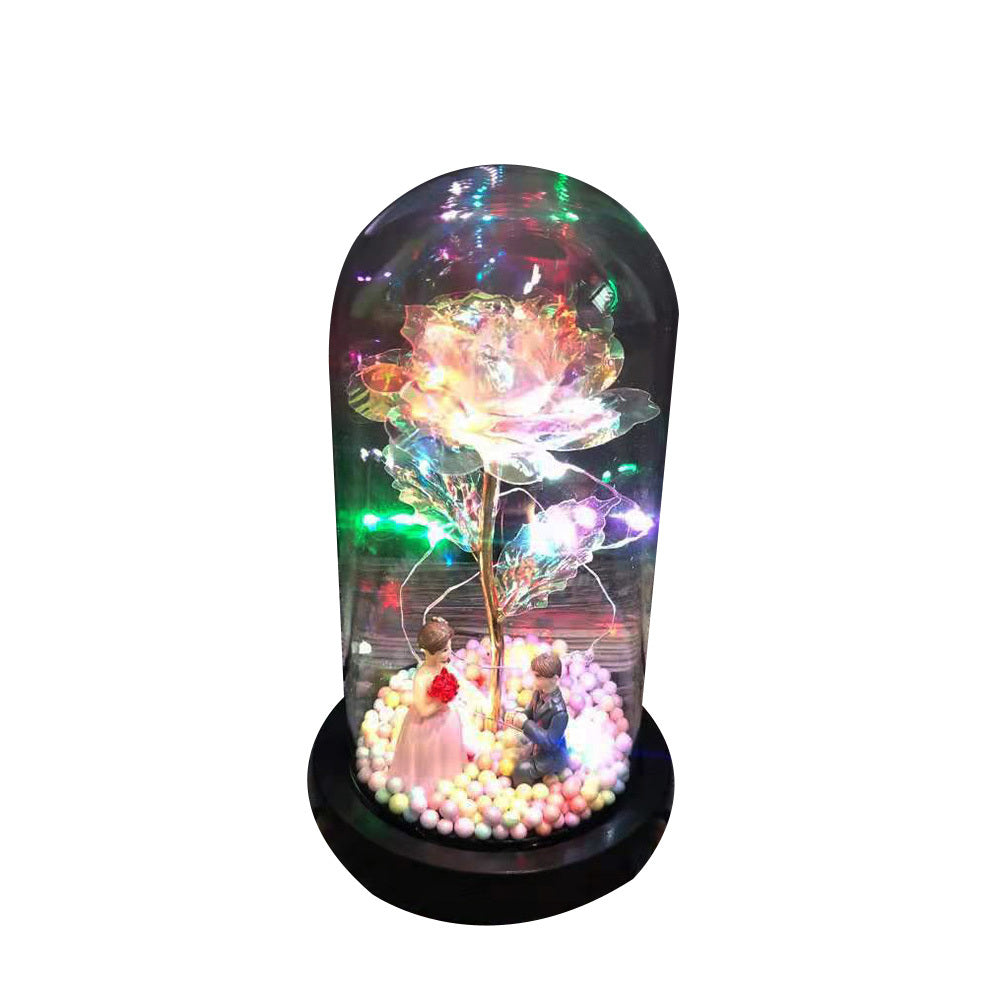 gadgets Led Light Glass Cover Rose Flower Micro Landscape