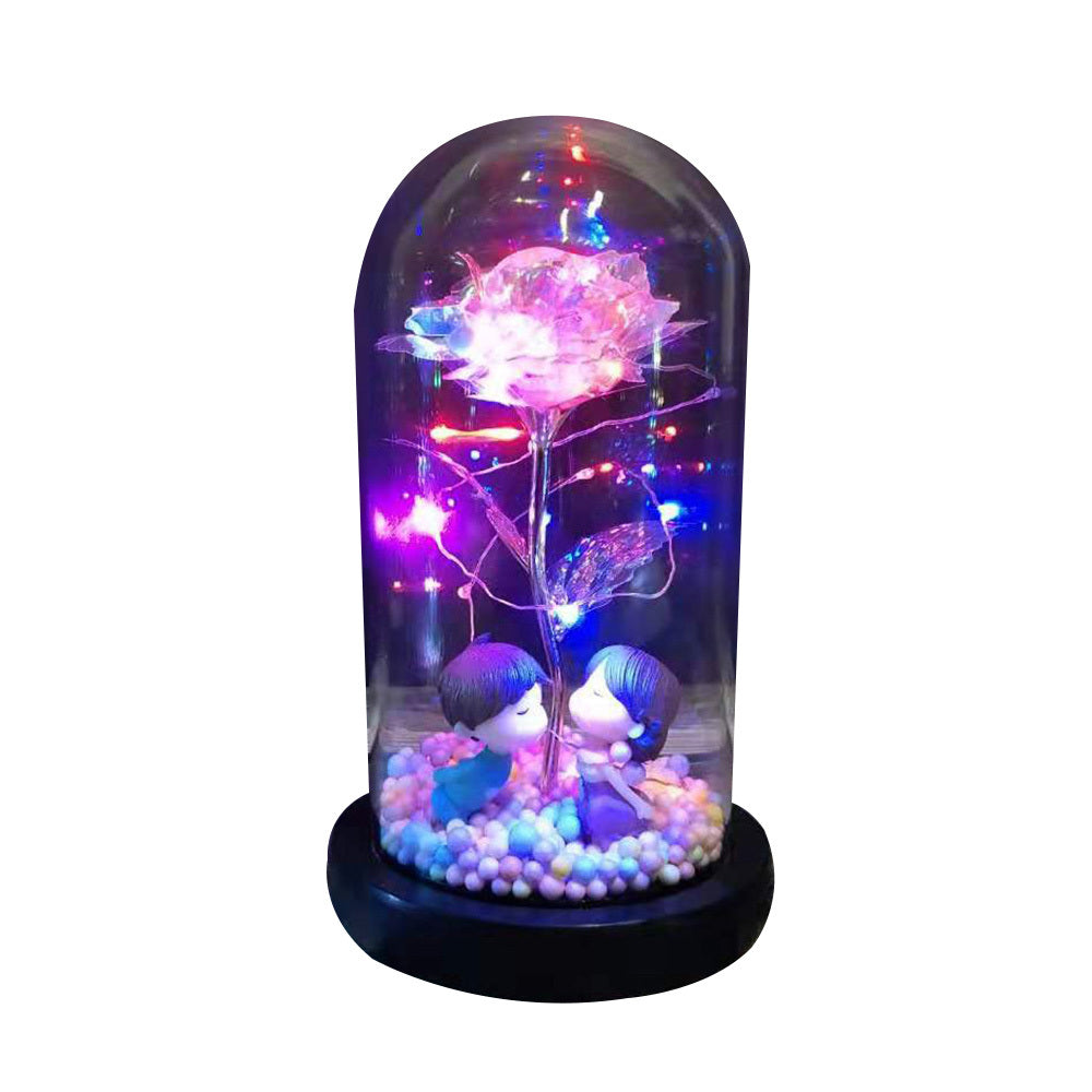 gadgets Led Light Glass Cover Rose Flower Micro Landscape