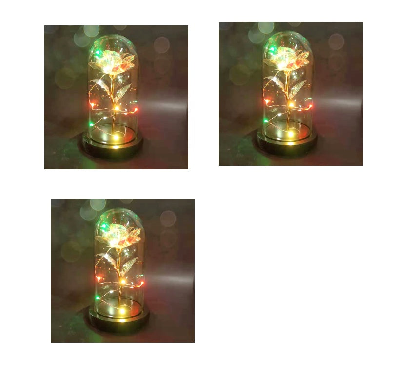 gadgets Led Light Glass Cover Rose Flower Micro Landscape
