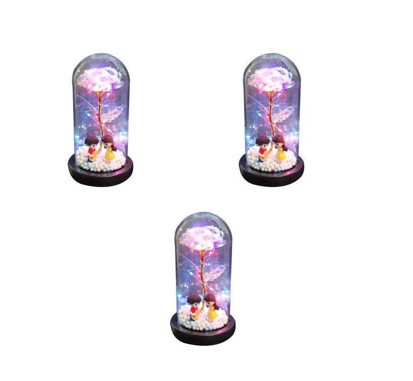 gadgets Led Light Glass Cover Rose Flower Micro Landscape