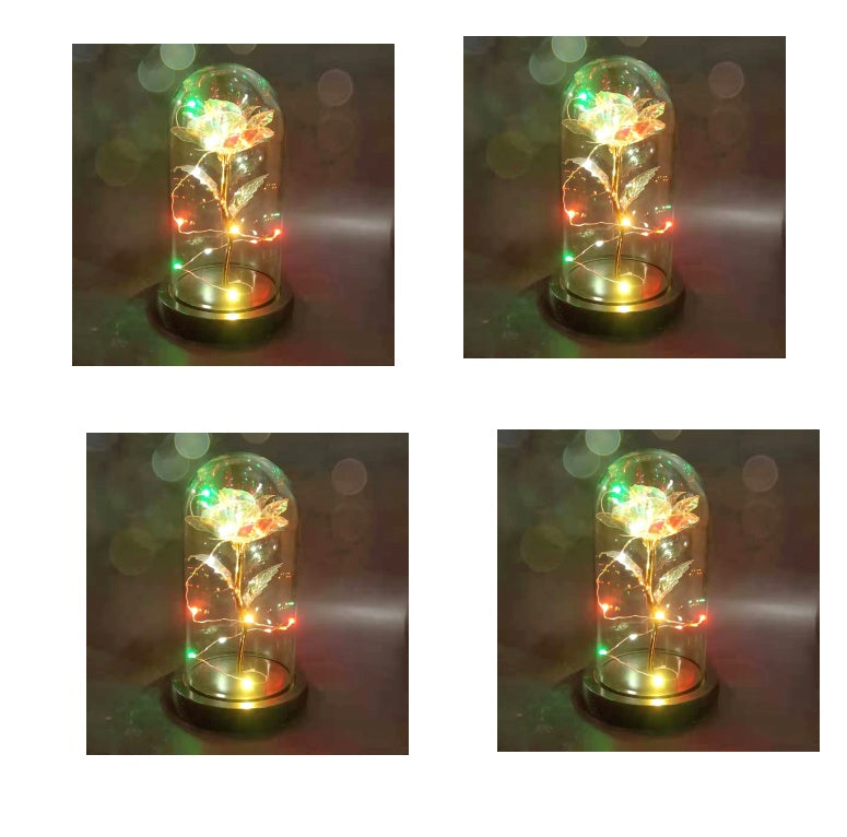 gadgets Led Light Glass Cover Rose Flower Micro Landscape