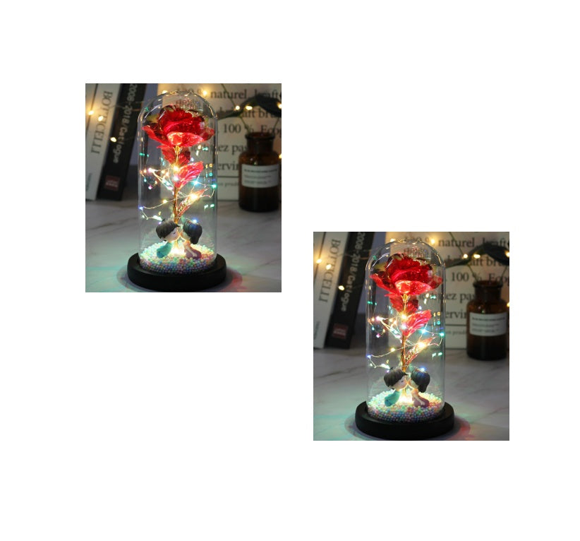gadgets Led Light Glass Cover Rose Flower Micro Landscape