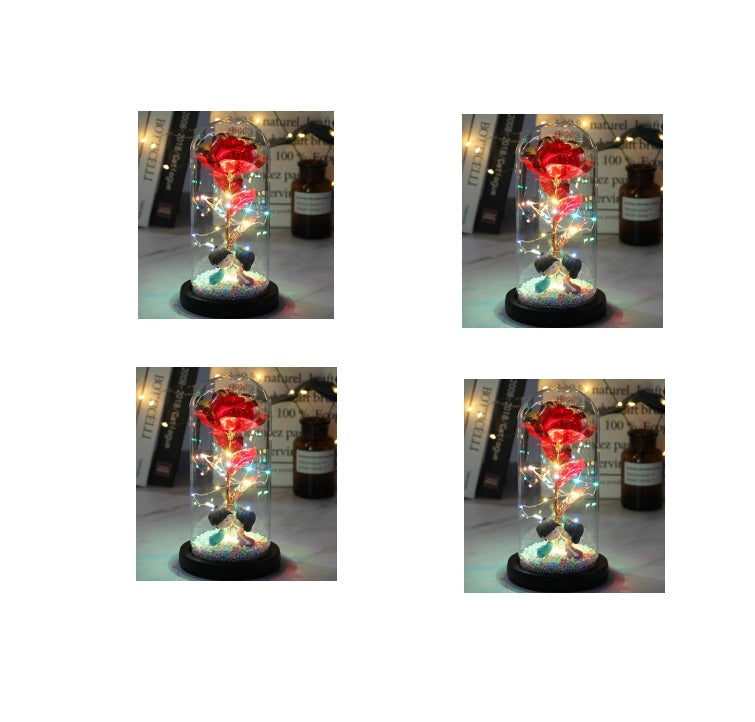 gadgets Led Light Glass Cover Rose Flower Micro Landscape
