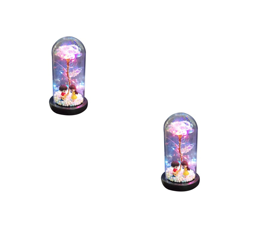 gadgets Led Light Glass Cover Rose Flower Micro Landscape