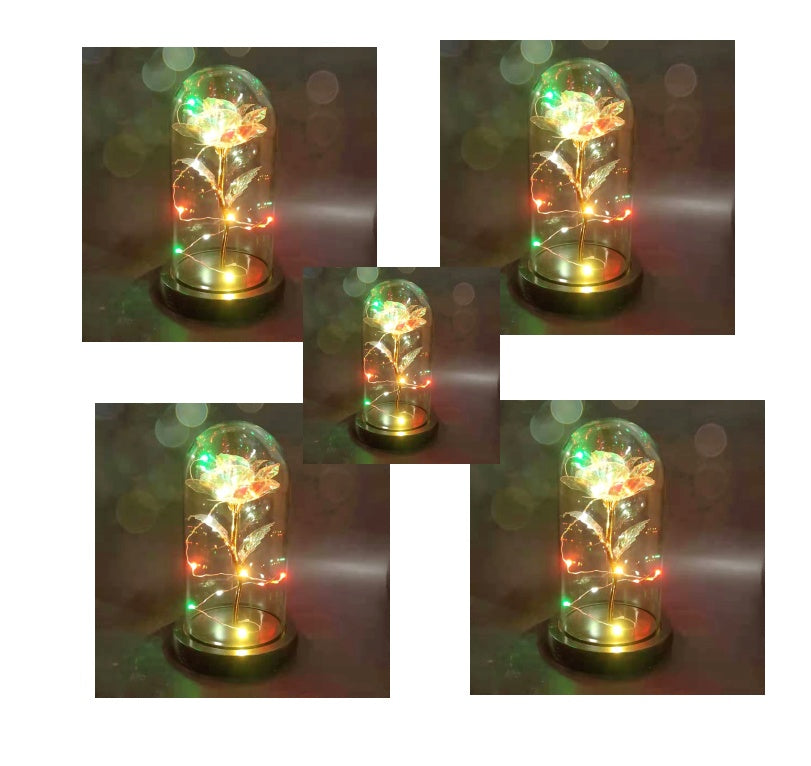 gadgets Led Light Glass Cover Rose Flower Micro Landscape