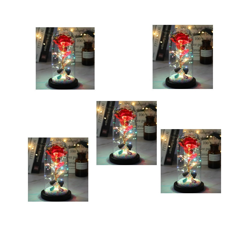 gadgets Led Light Glass Cover Rose Flower Micro Landscape
