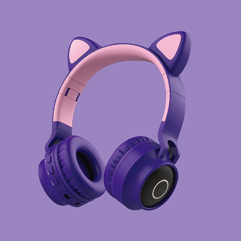 audio LED Light Cat Ear Headphones Wireless Foldable Headset