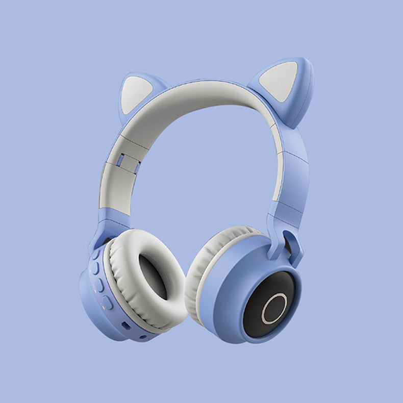 audio LED Light Cat Ear Headphones Wireless Foldable Headset