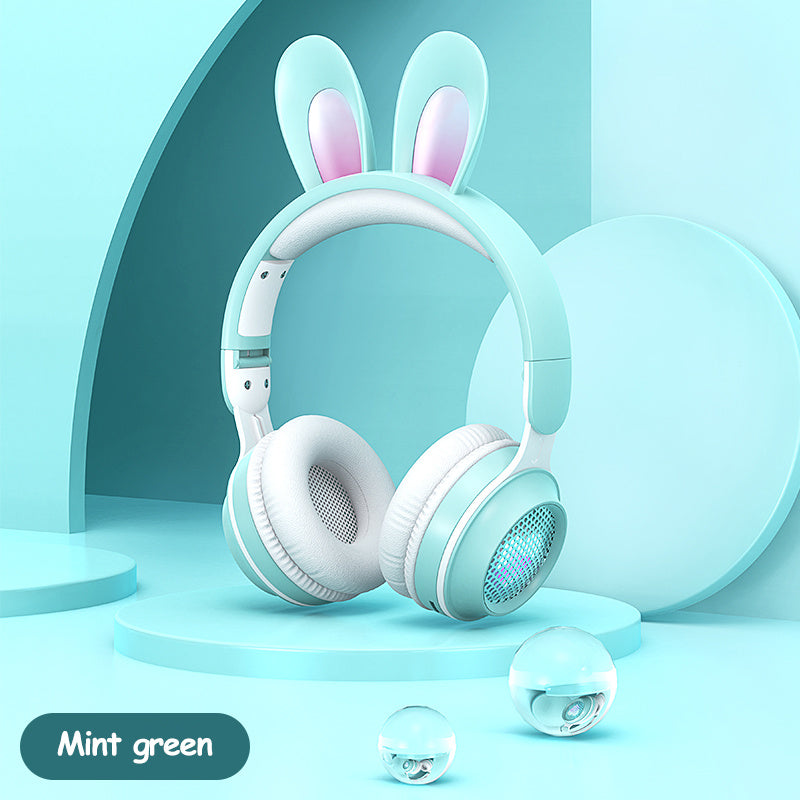 New Rabbit Ear Headphones Wireless Luminous Extendable Wheat Headphones