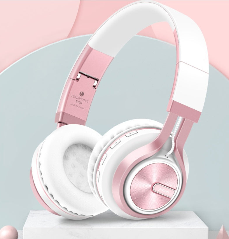 Black and blue BT-06 over-ear wireless headphones.