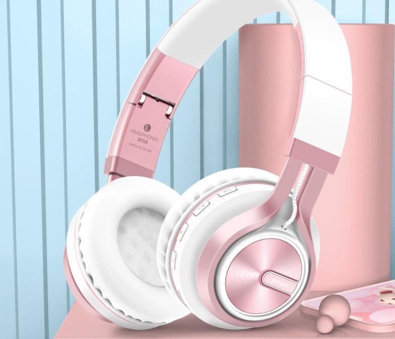 Black and blue BT-06 over-ear wireless headphones.