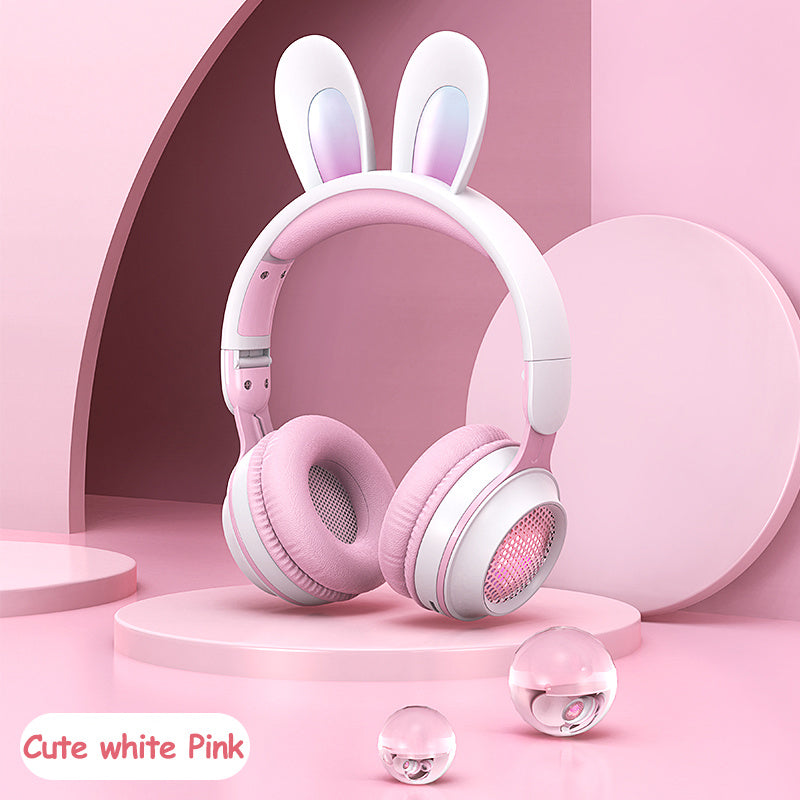 New Rabbit Ear Headphones Wireless Luminous Extendable Wheat Headphones