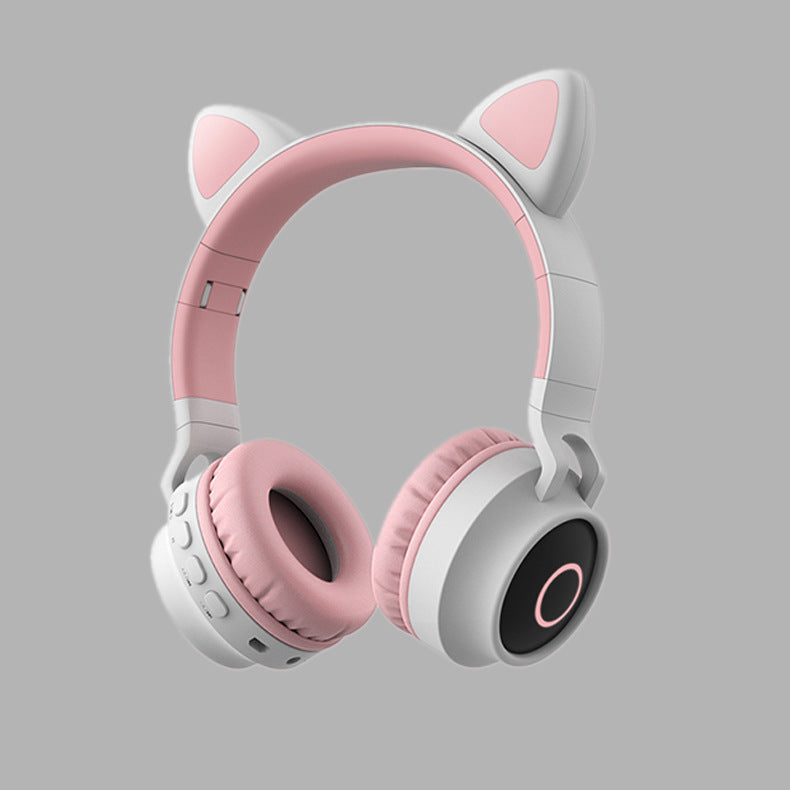 audio LED Light Cat Ear Headphones Wireless Foldable Headset